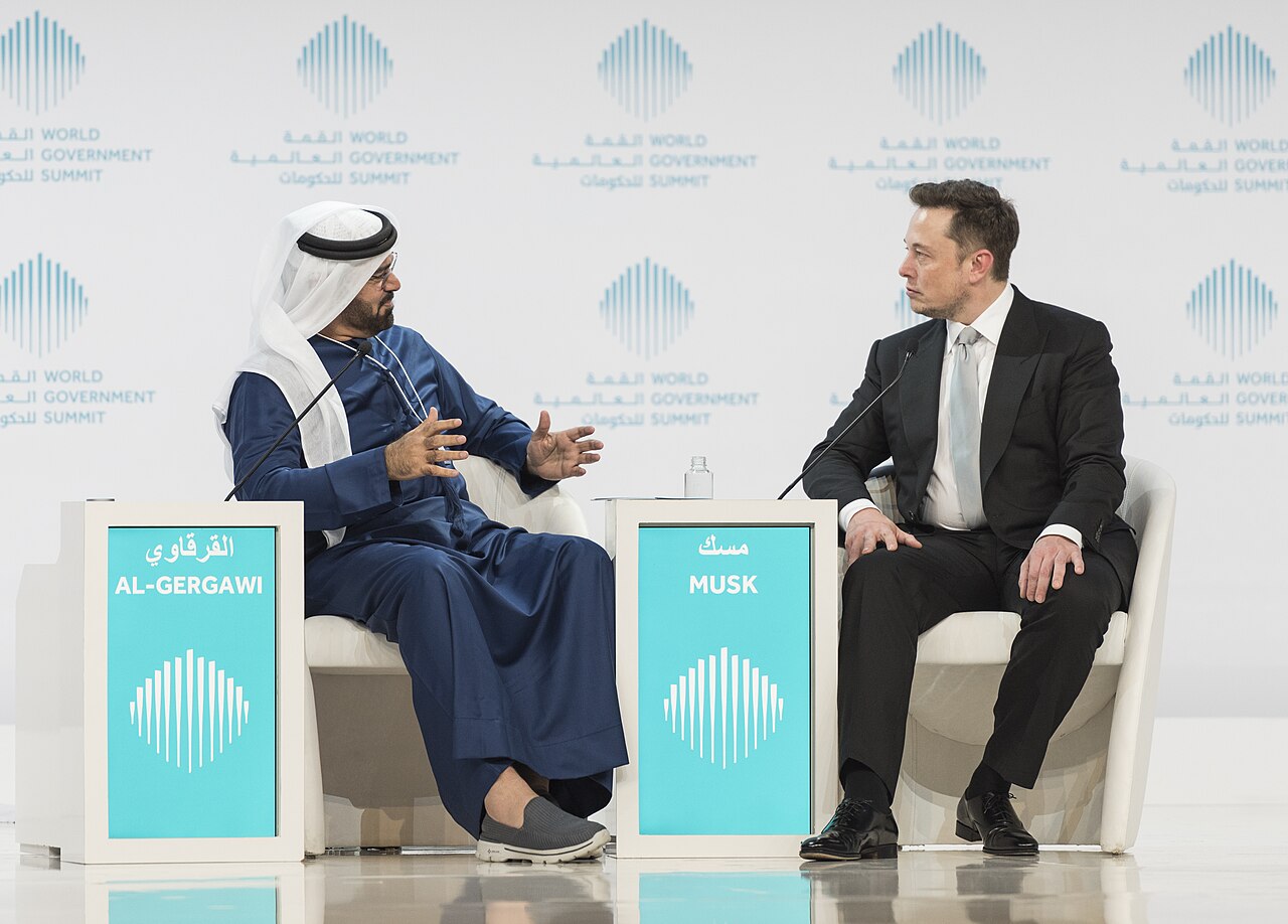 Mohammad Al Gergawi and Elon Musk at the World Governments Summit